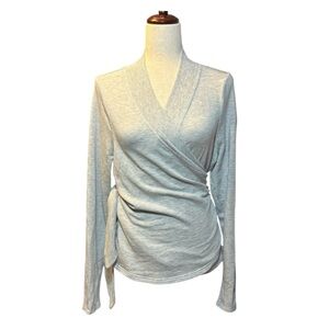 Athleta Light Gray Elevated Athleisure Ballet Wrap Sweater Size 1X